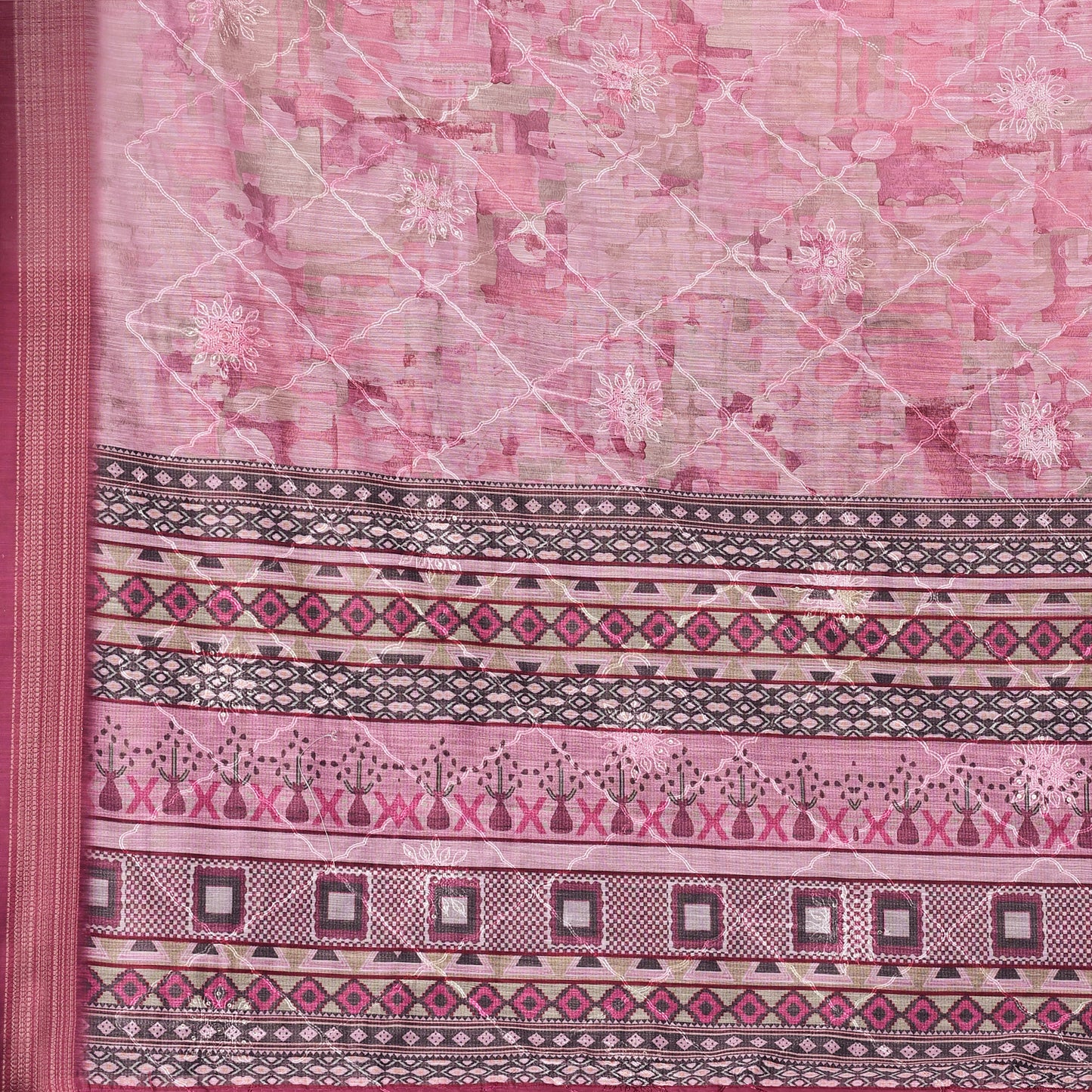 Cotton With Embroidery Work Saree