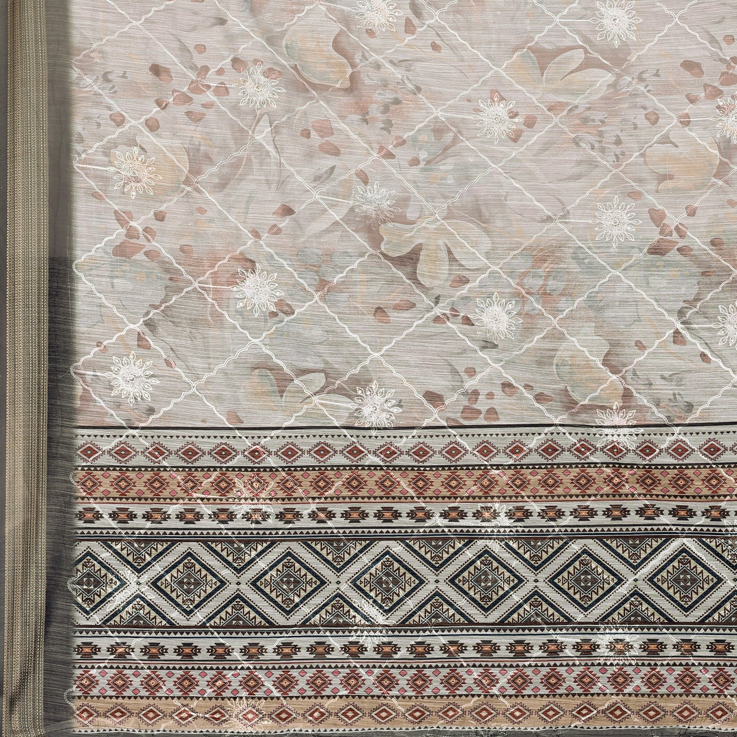Cotton With Embroidery Work Saree