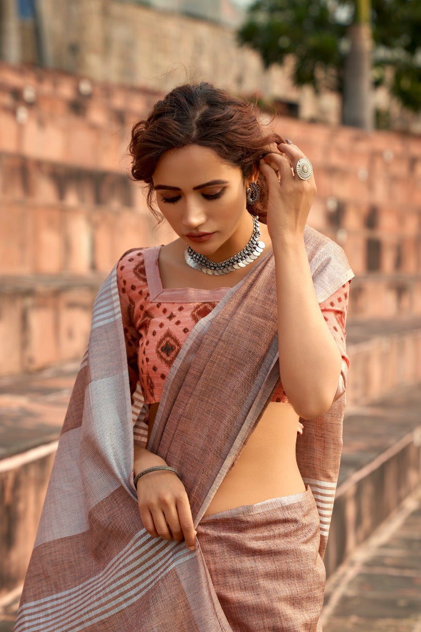 Abhipuri Linen Silk Saree