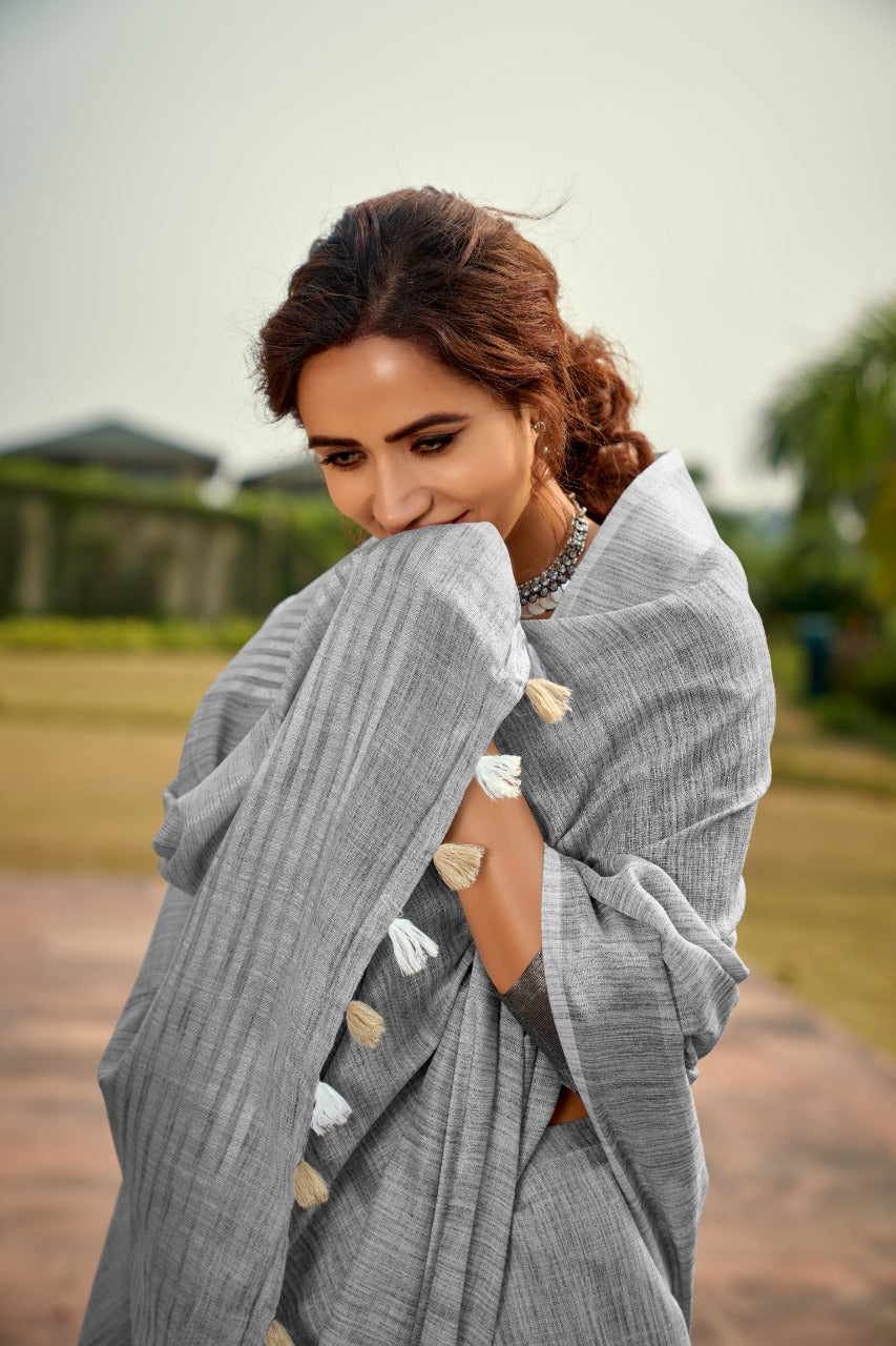 Abhipuri Linen Silk Saree