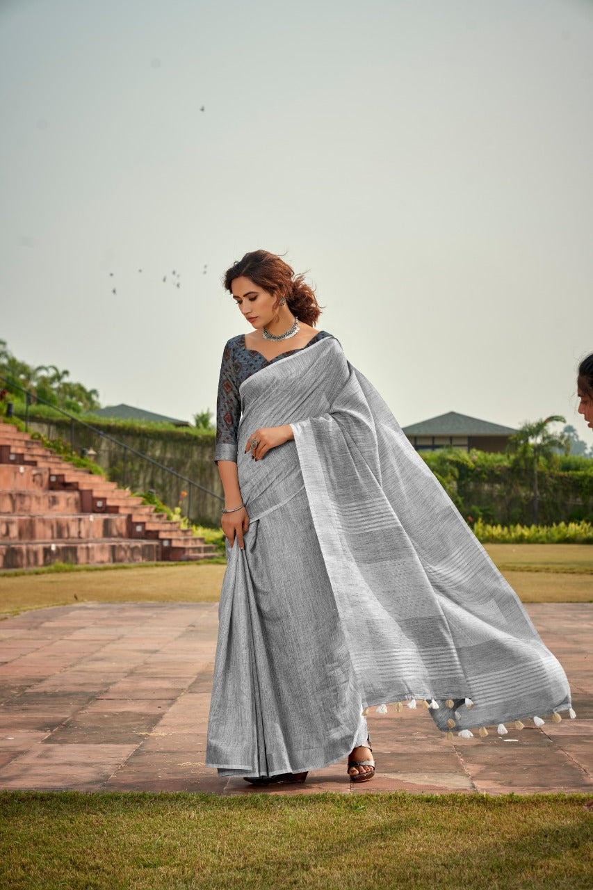Abhipuri Linen Silk Saree
