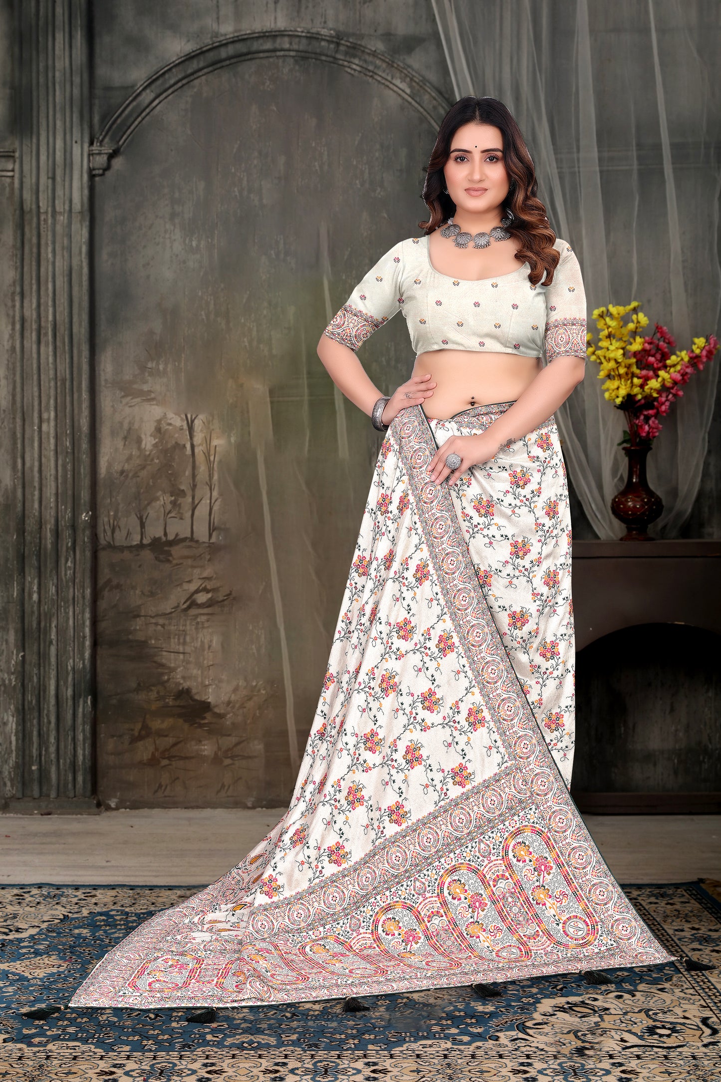 Embroidery Work Cotton Saree
