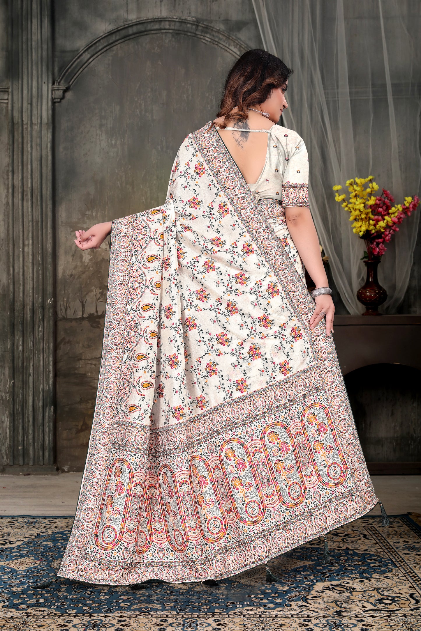 Embroidery Work Cotton Saree