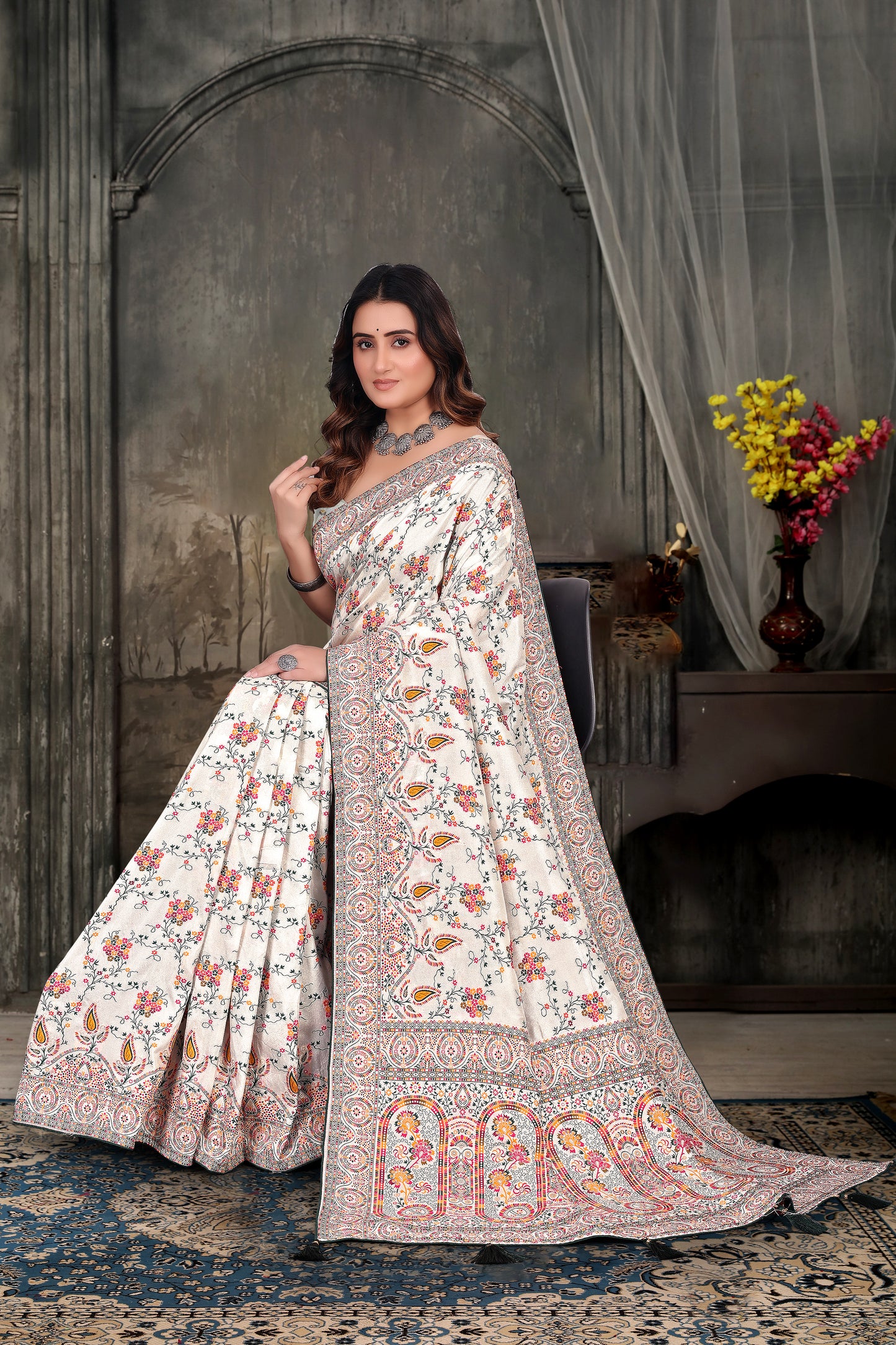 Embroidery Work Cotton Saree