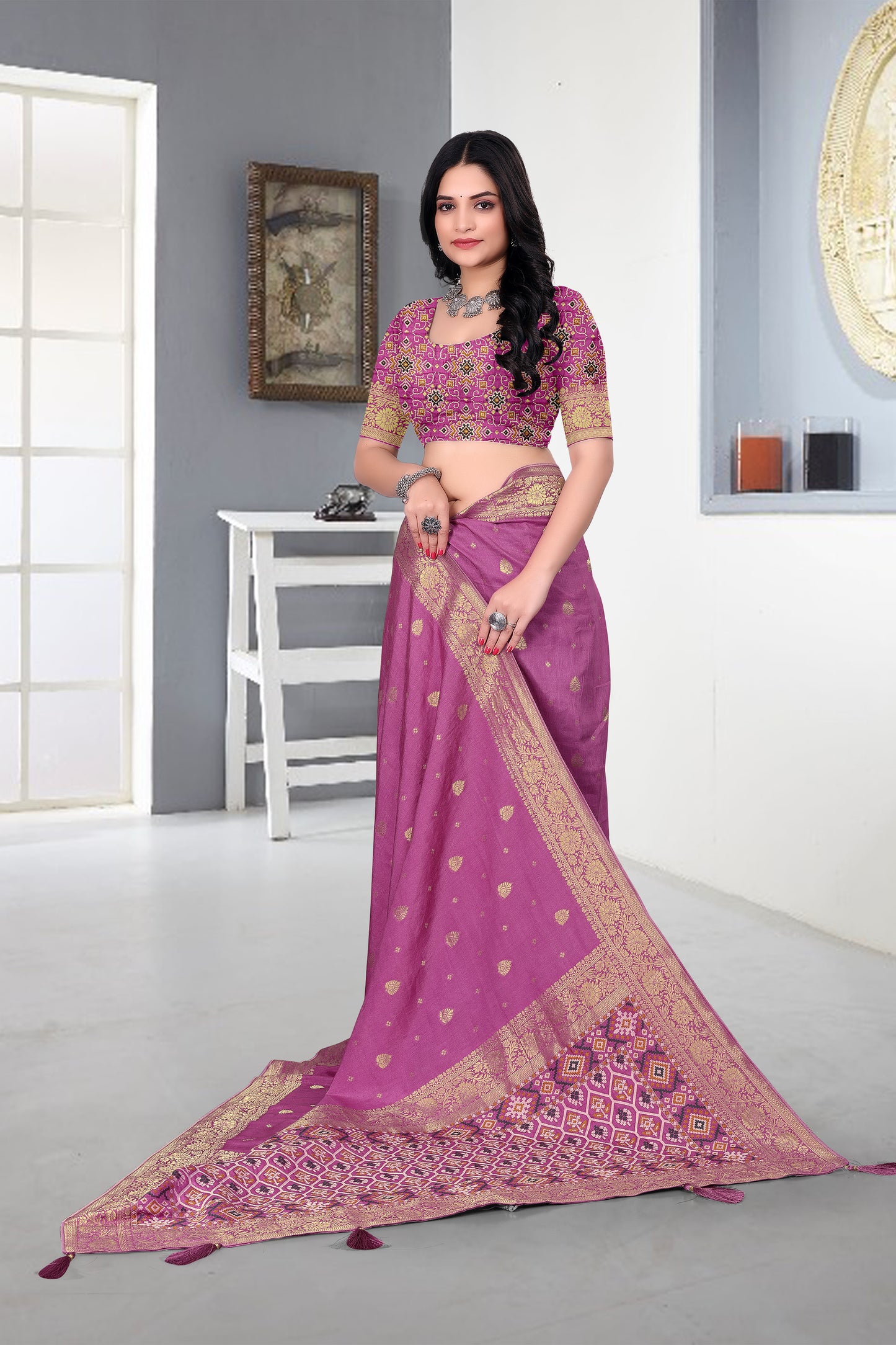 Nylon Saree Patola Style