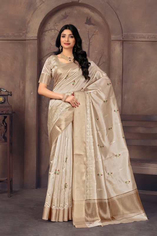 Assam Silk Saree Sequence With Embroidery