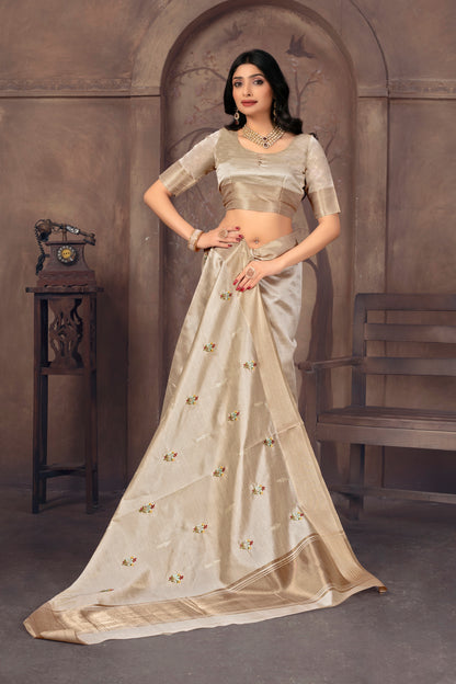 Assam Silk Saree Sequence With Embroidery