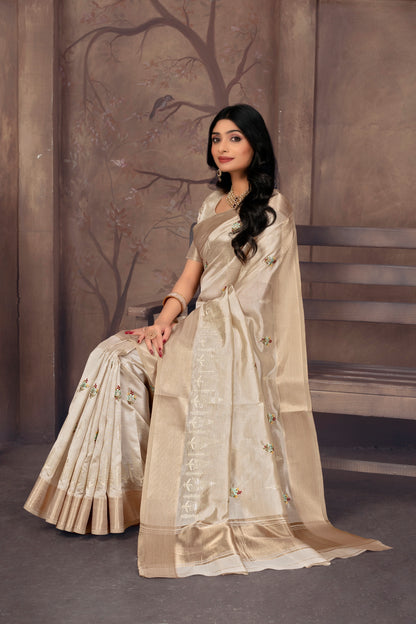 Assam Silk Saree Sequence With Embroidery