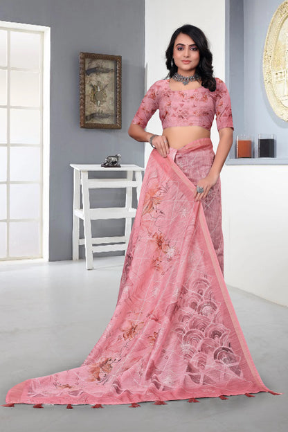 Cotton With Embroidery Work Saree