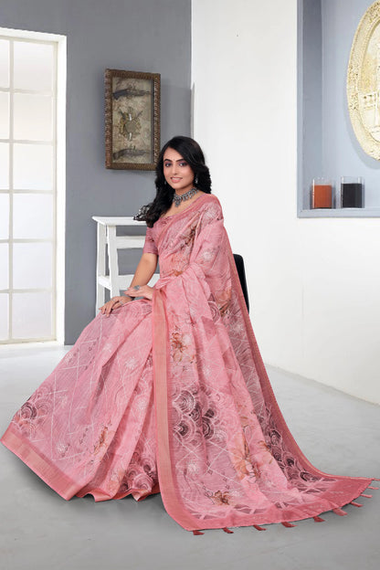 Cotton With Embroidery Work Saree