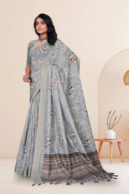 Cotton With Embroidery Work Saree