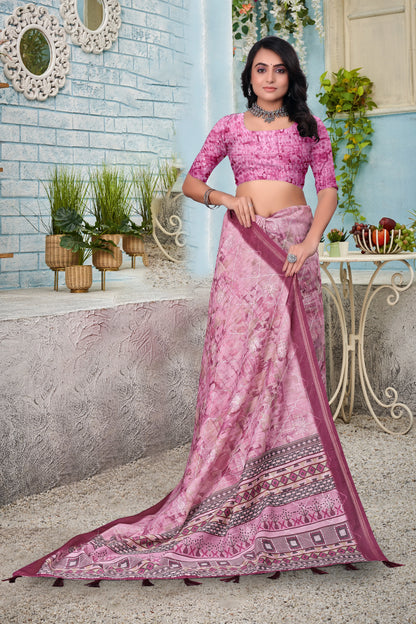 Cotton With Embroidery Work Saree