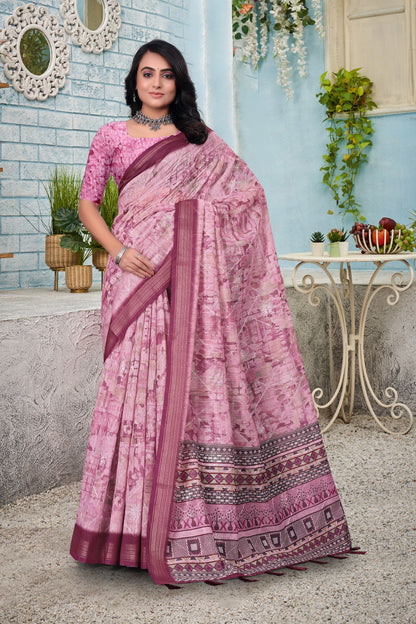 Cotton With Embroidery Work Saree