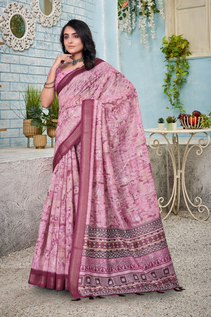Cotton With Embroidery Work Saree