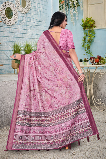 Cotton With Embroidery Work Saree