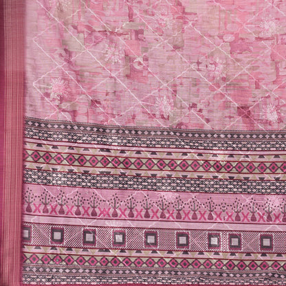 Cotton With Embroidery Work Saree