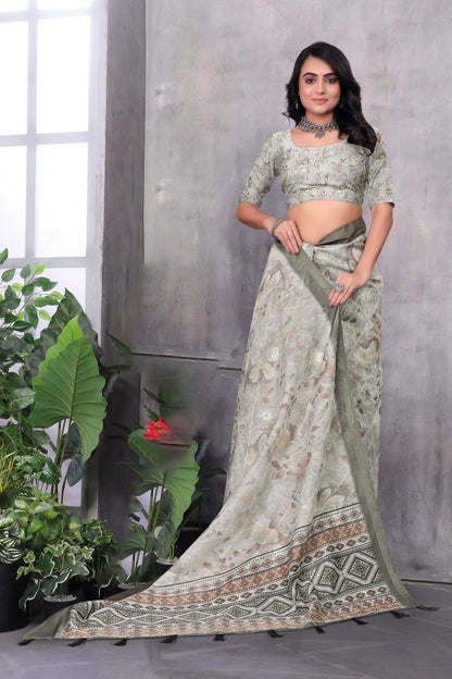 Cotton With Embroidery Work Saree