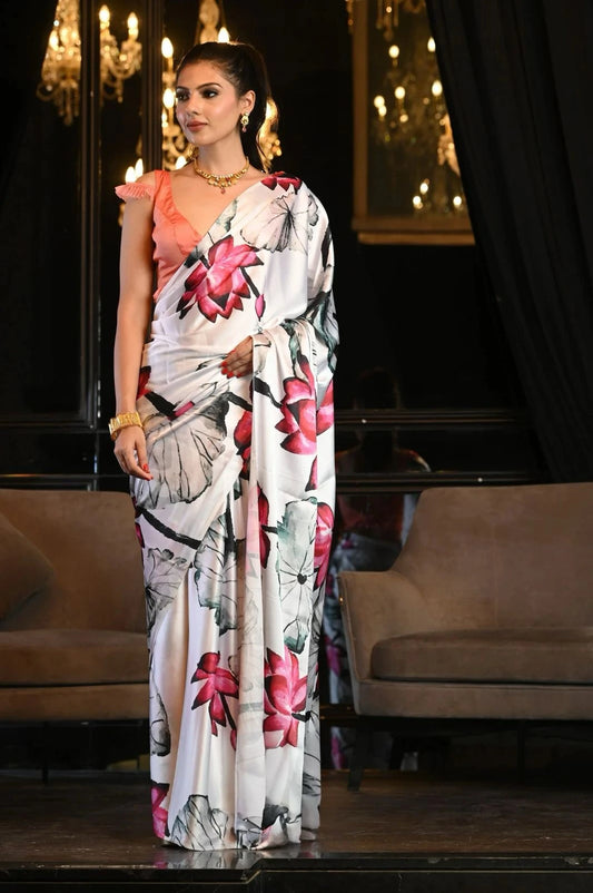 Elegant Designer Satin Saree