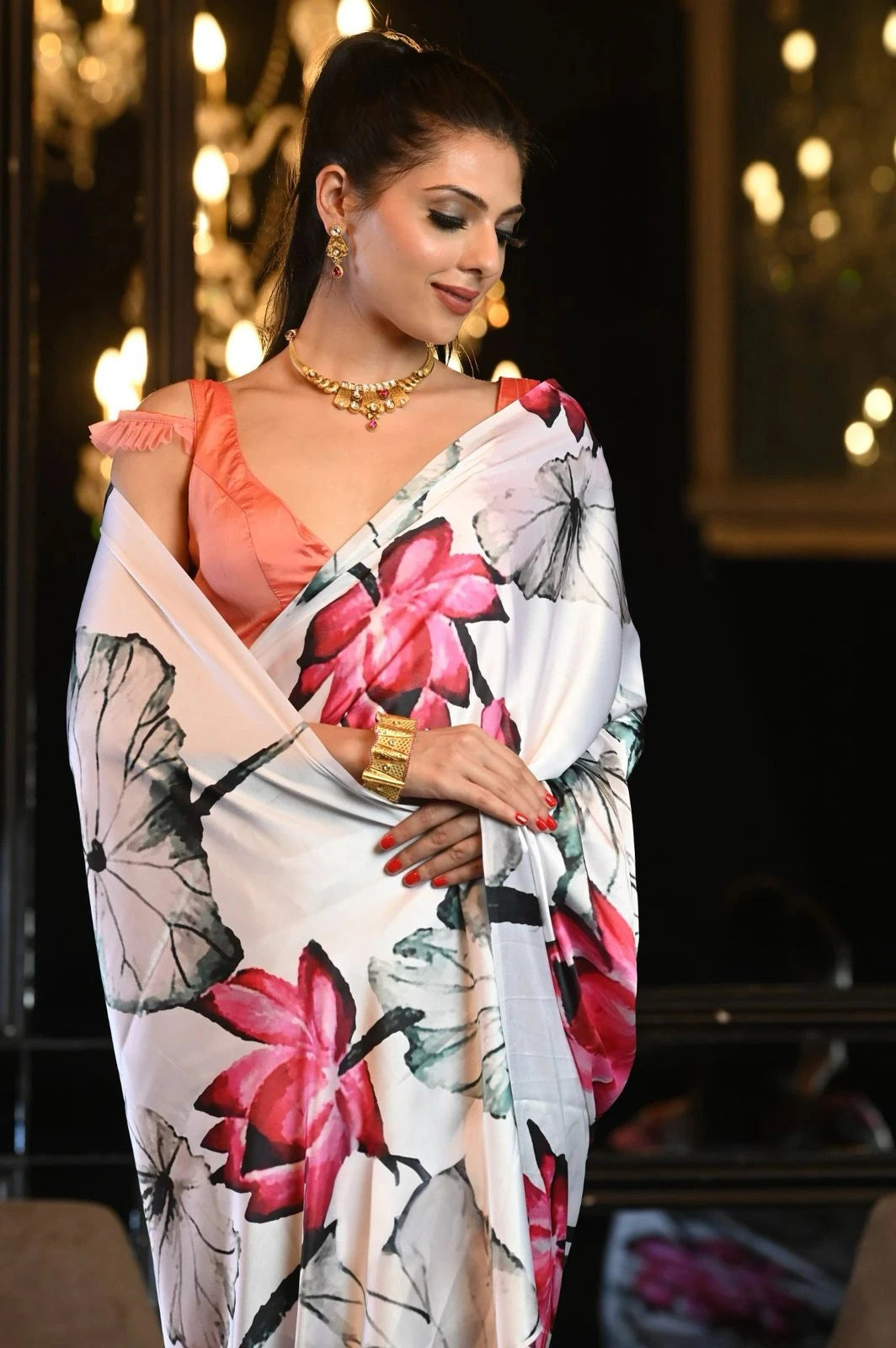 Elegant Designer Satin Saree