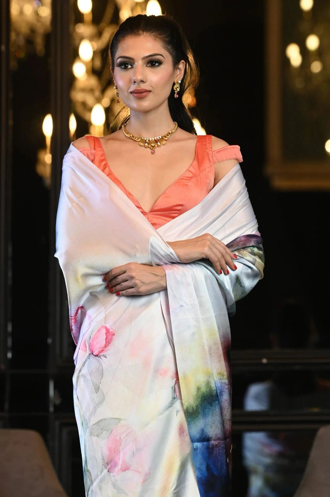 Elegant Designer Satin Saree