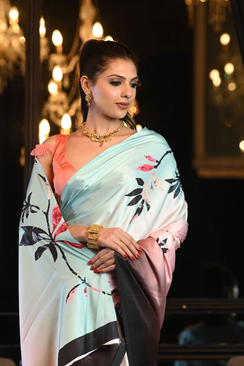 Elegant Designer Satin Saree