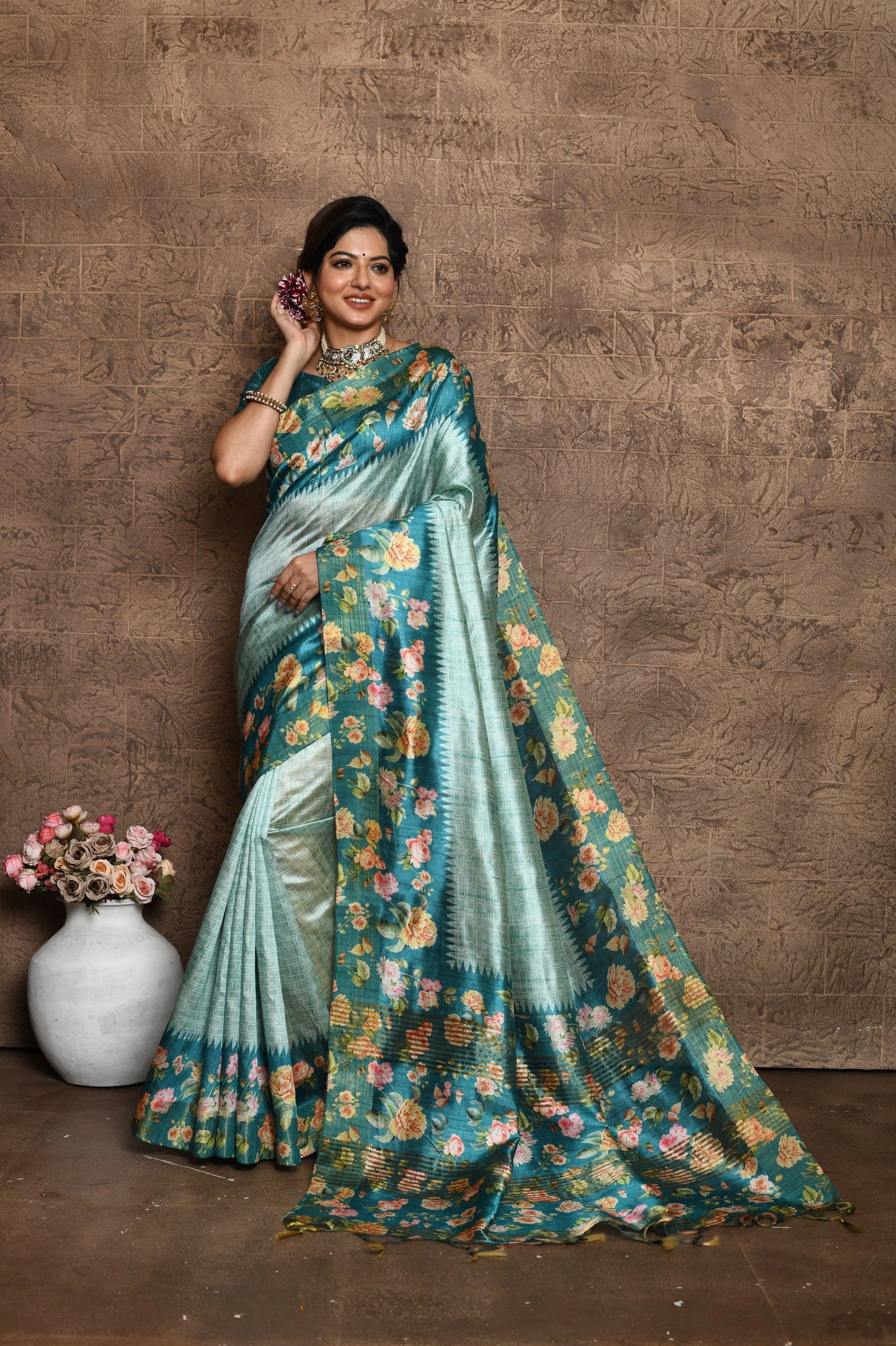 Soft Tussar Silk Tassels Saree