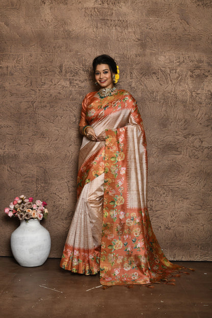 Soft Tussar Silk Tassels Saree
