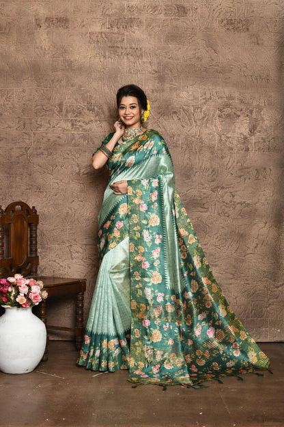 Soft Tussar Silk Tassels Saree