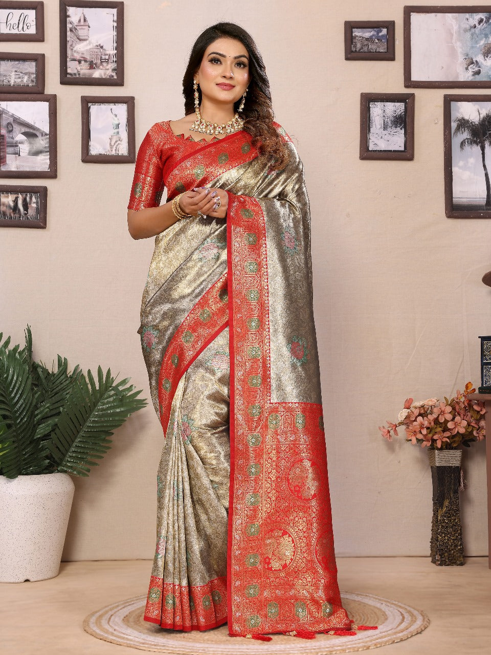 Premium Pure Banarasi Tissue Silk  Sarees