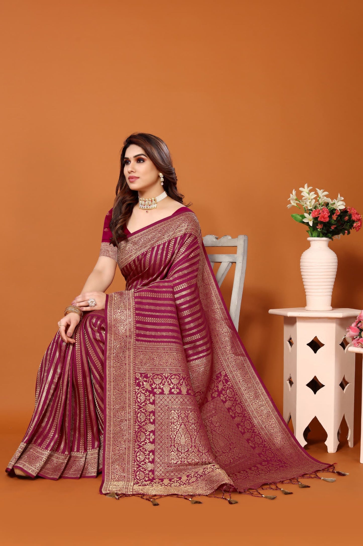 BANRASI DOLA SILK VISCOSE PURE JARI JAQUCARD WEVEING SAREE