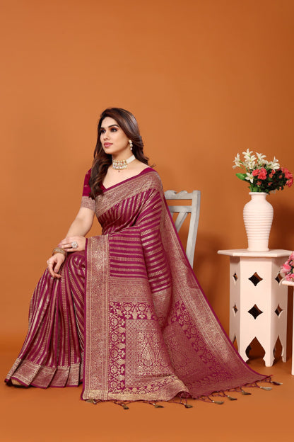 BANRASI DOLA SILK VISCOSE PURE JARI JAQUCARD WEVEING SAREE