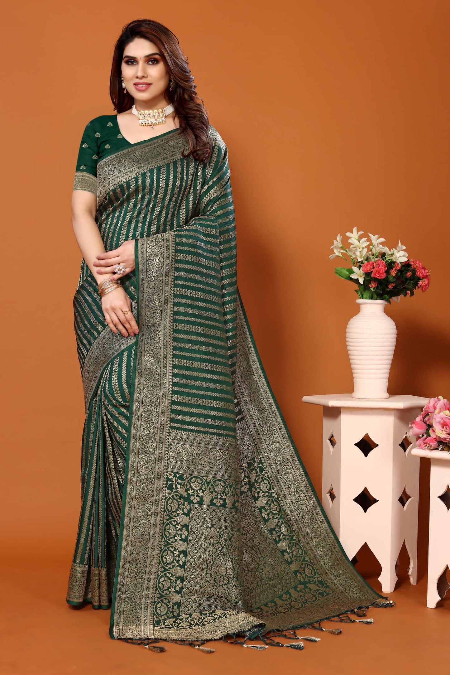 BANRASI DOLA SILK VISCOSE PURE JARI JAQUCARD WEVEING SAREE
