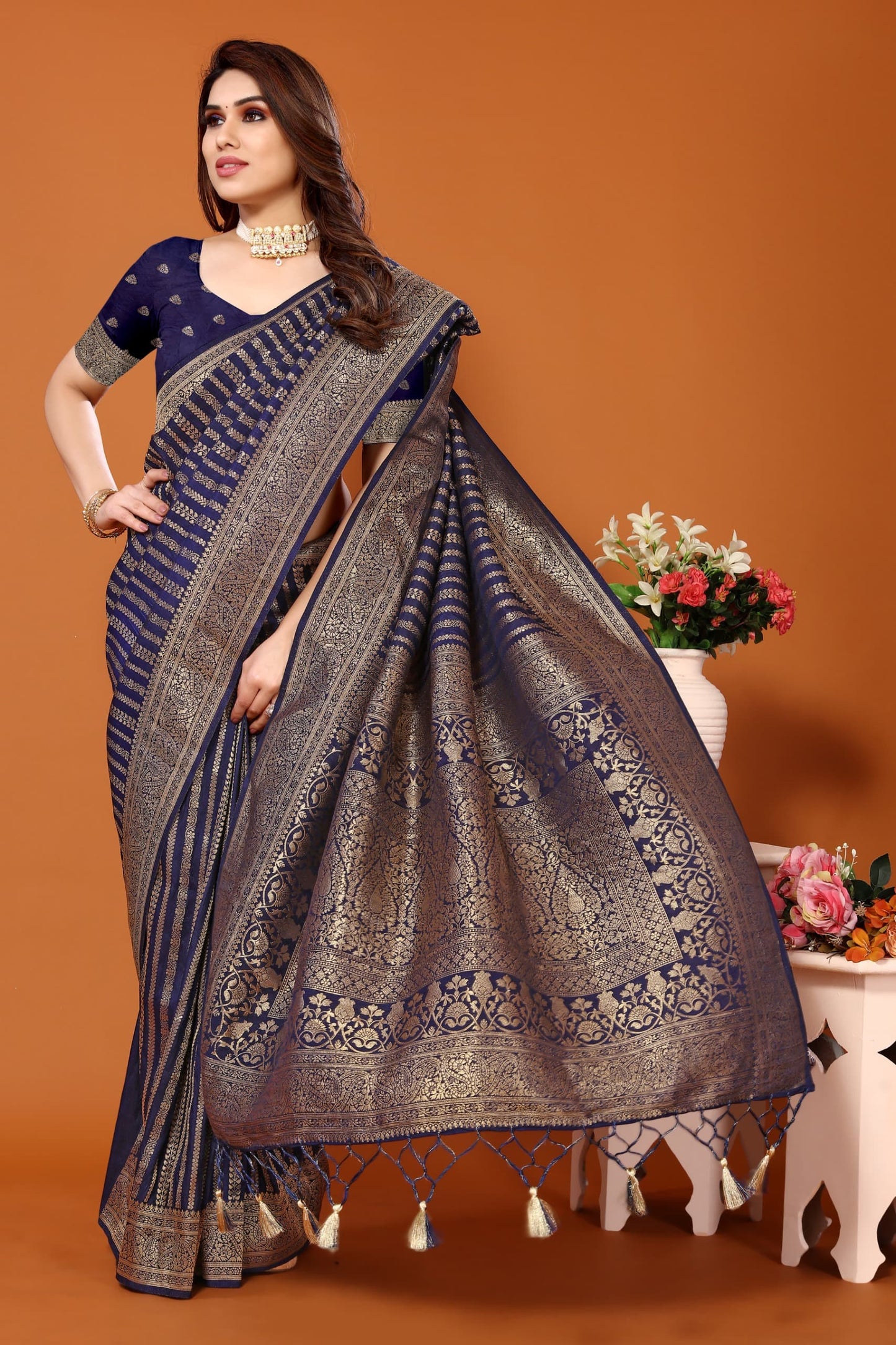 BANRASI DOLA SILK VISCOSE PURE JARI JAQUCARD WEVEING SAREE