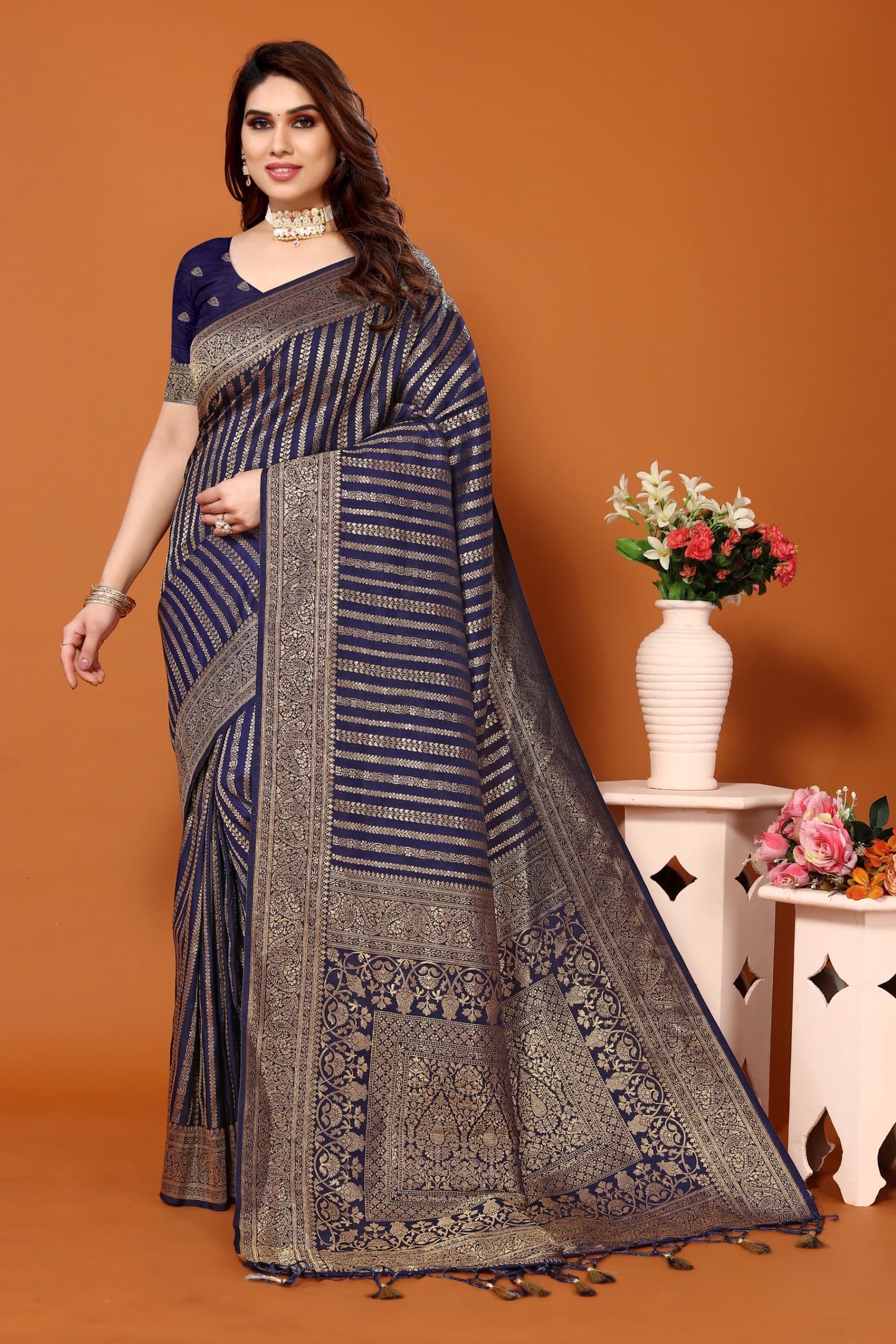 BANRASI DOLA SILK VISCOSE PURE JARI JAQUCARD WEVEING SAREE