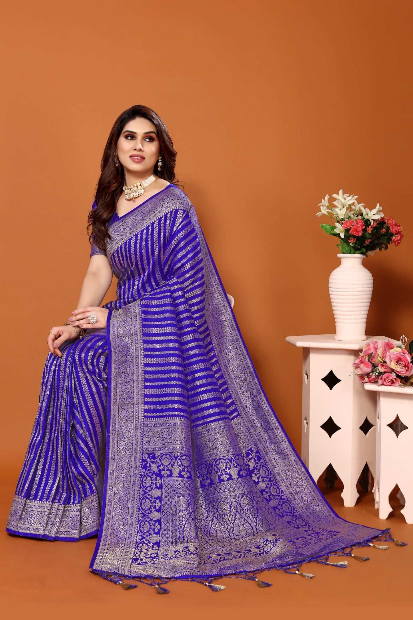 BANRASI DOLA SILK VISCOSE PURE JARI JAQUCARD WEVEING SAREE