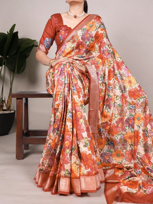 Tussar Silk With Viscose Border Saree