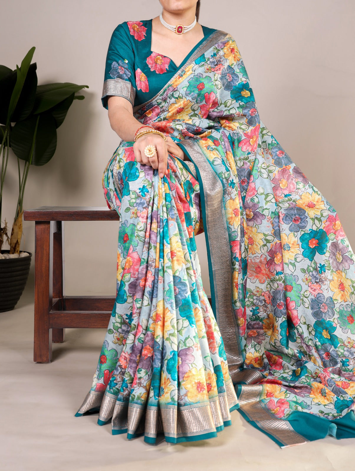 Tussar Silk With Viscose Border Saree