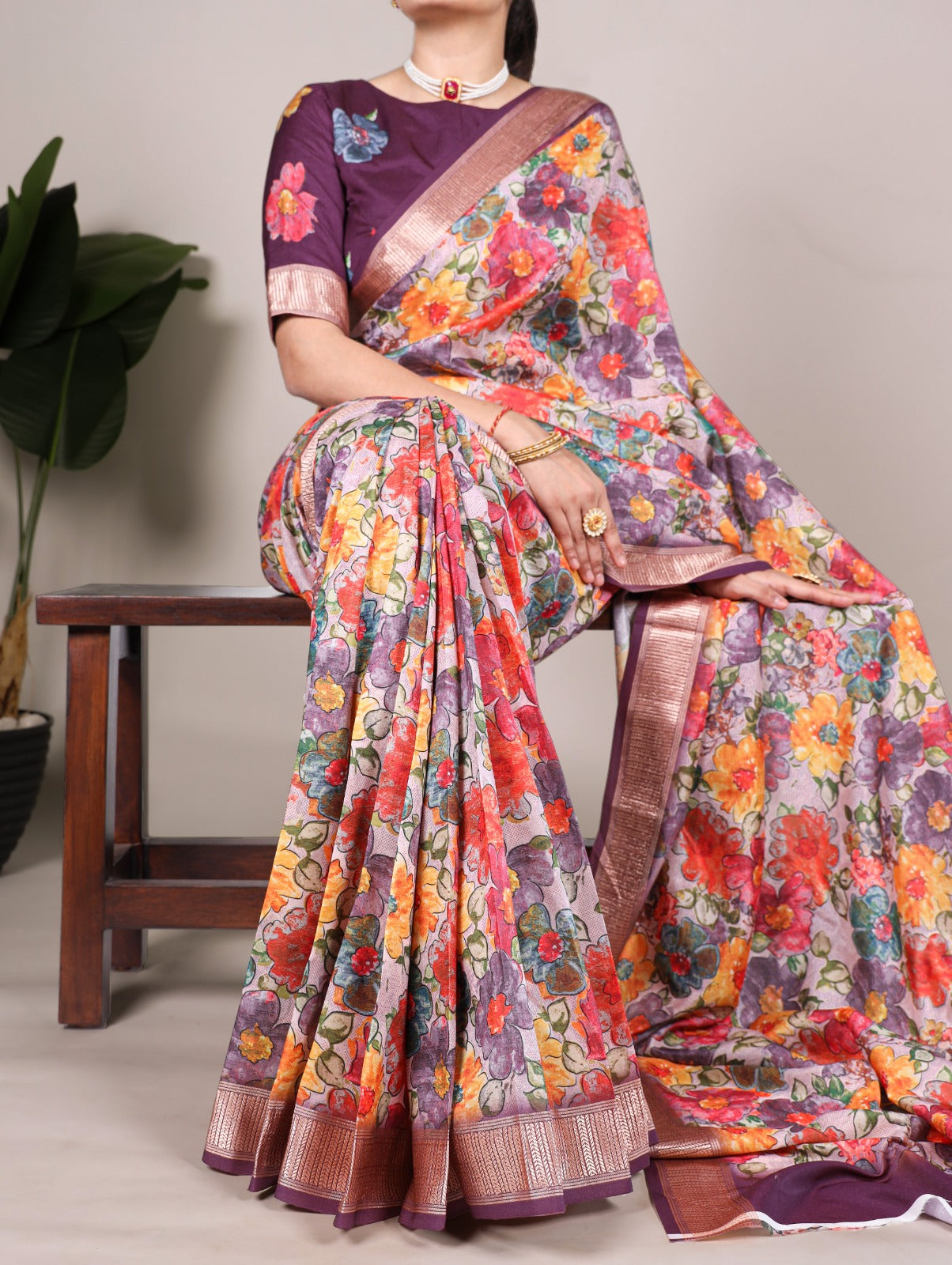 Tussar Silk With Viscose Border Saree