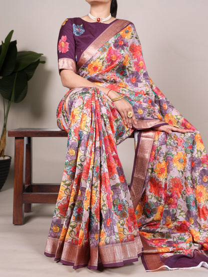 Tussar Silk With Viscose Border Saree