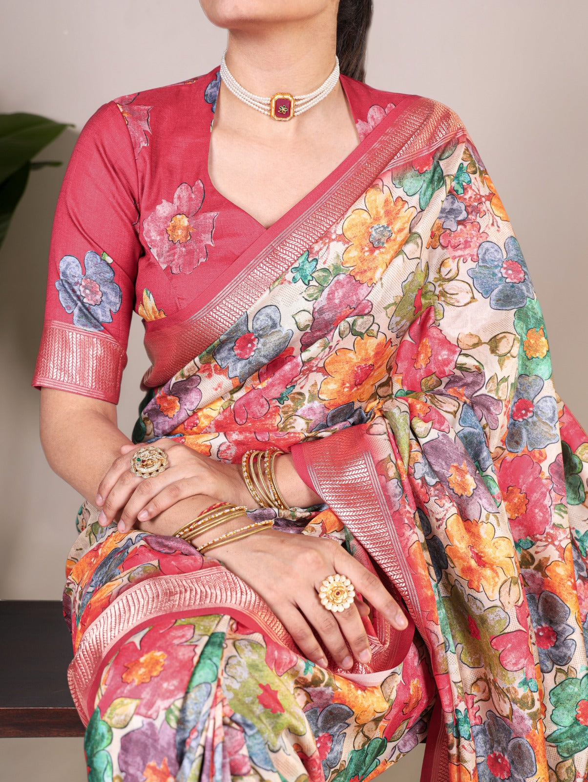 Tussar Silk With Viscose Border Saree