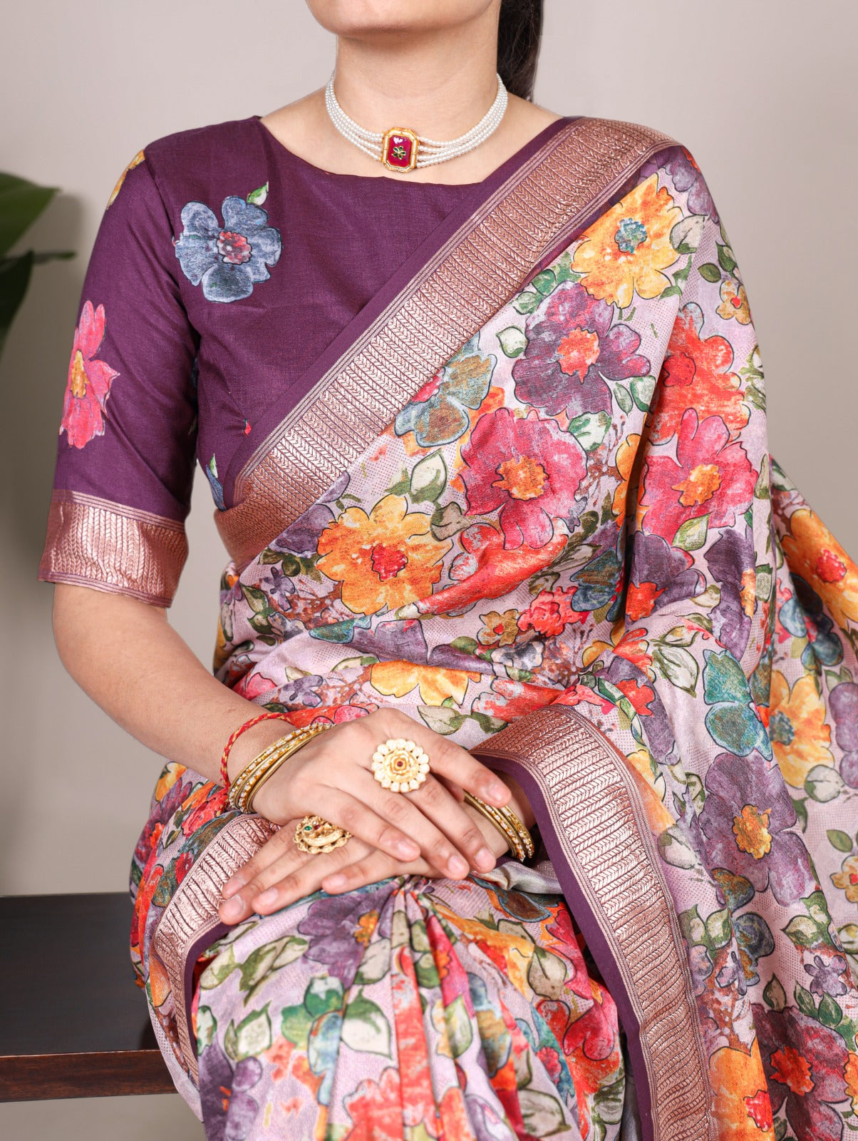 Tussar Silk With Viscose Border Saree