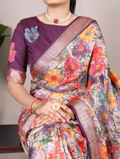 Tussar Silk With Viscose Border Saree