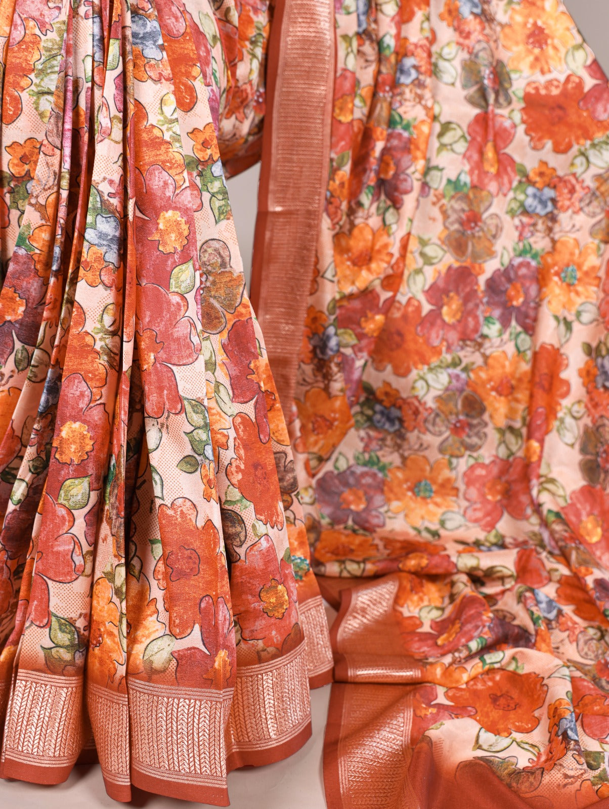 Tussar Silk With Viscose Border Saree