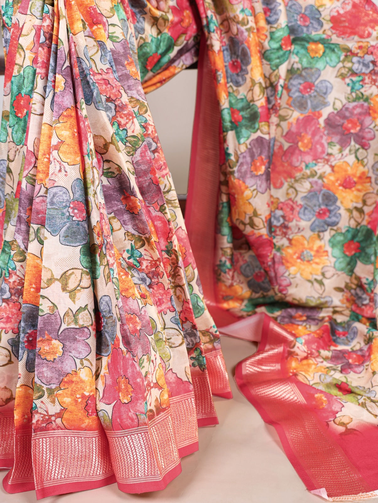 Tussar Silk With Viscose Border Saree