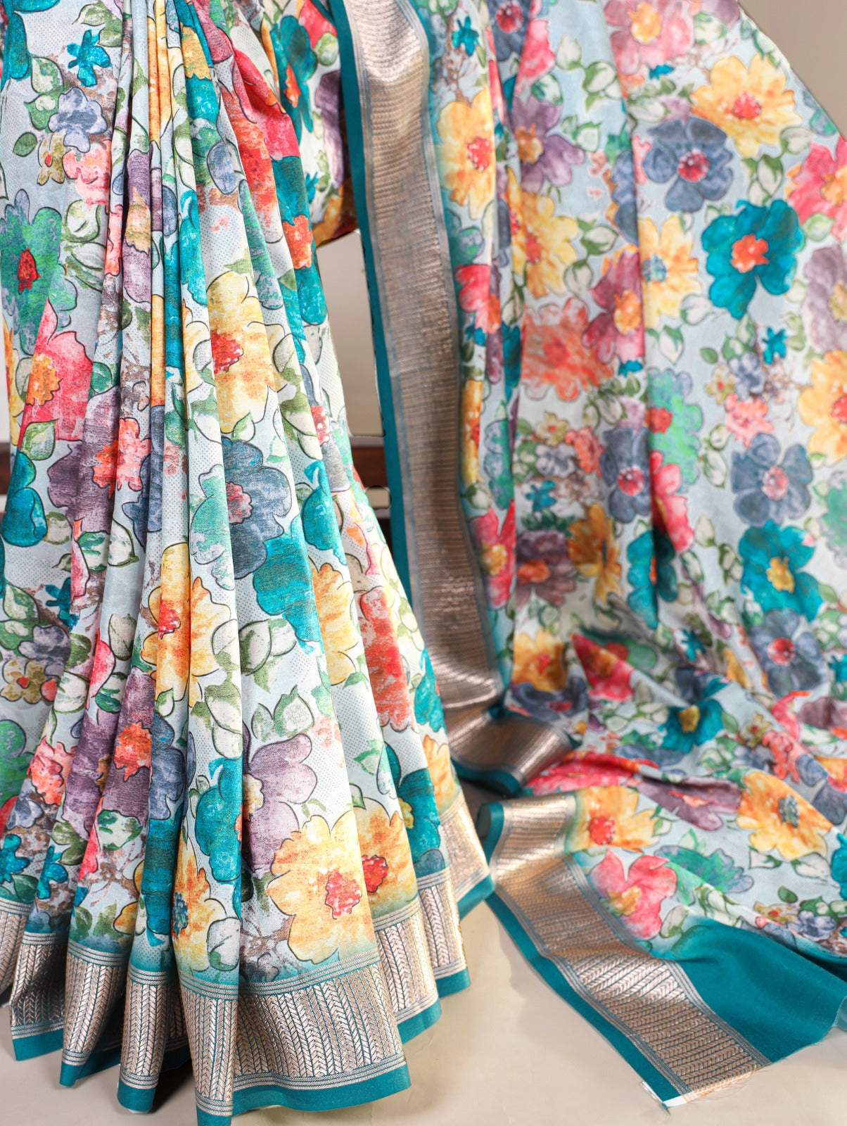 Tussar Silk With Viscose Border Saree