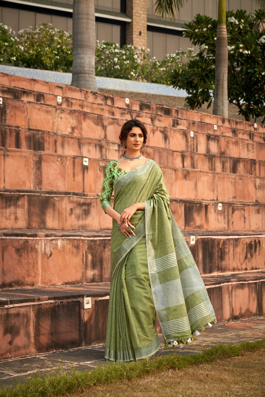 Abhipuri Linen Silk Saree