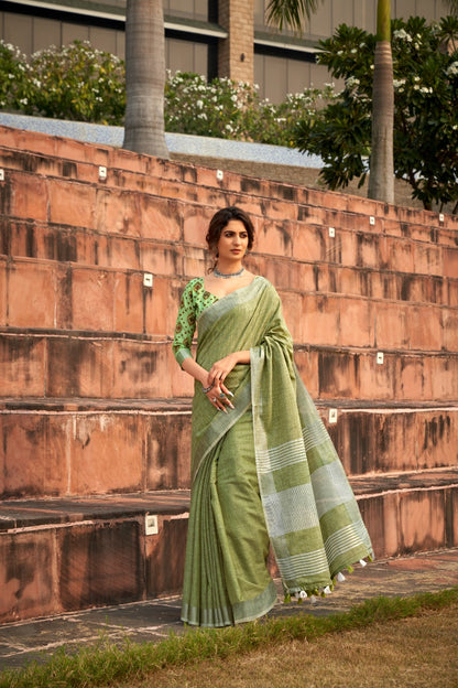 Abhipuri Linen Silk Saree