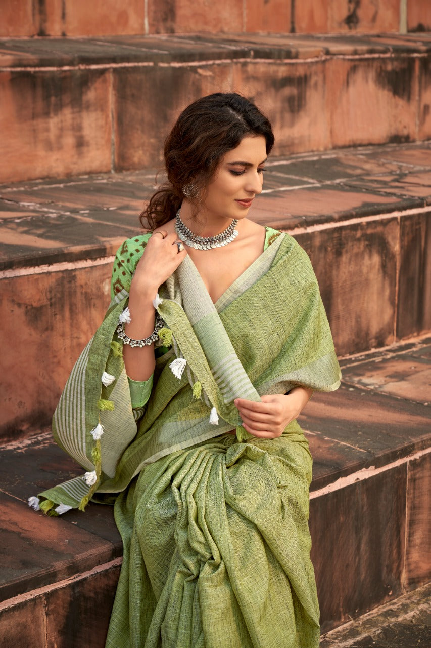 Abhipuri Linen Silk Saree