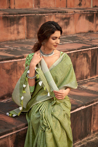 Abhipuri Linen Silk Saree