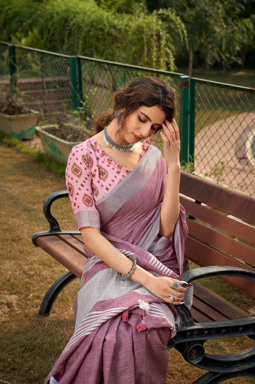 Abhipuri Linen Silk Saree